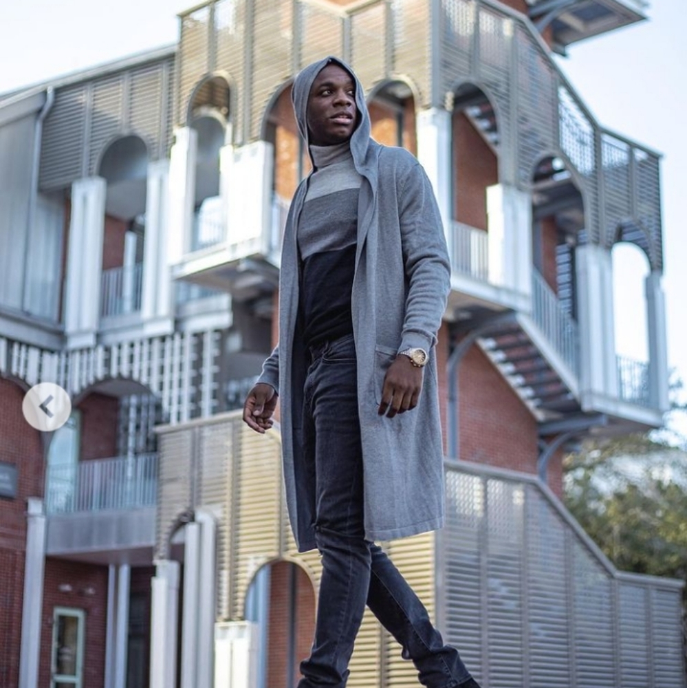 Long hooded Sweater Gray Cardigan